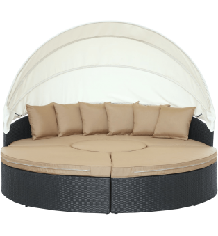 LexMod Quest Circular Outdoor Wicker Rattan Patio Daybed