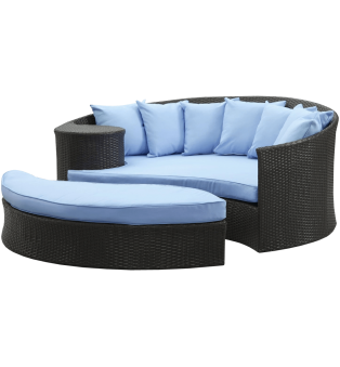 LexMod Taiji Outdoor Wicker Patio Daybed with Ottoman