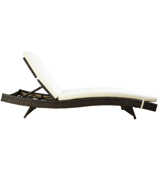 Outsunny Adjustable PE Rattan Wicker Patio Chaise Lounge Chair